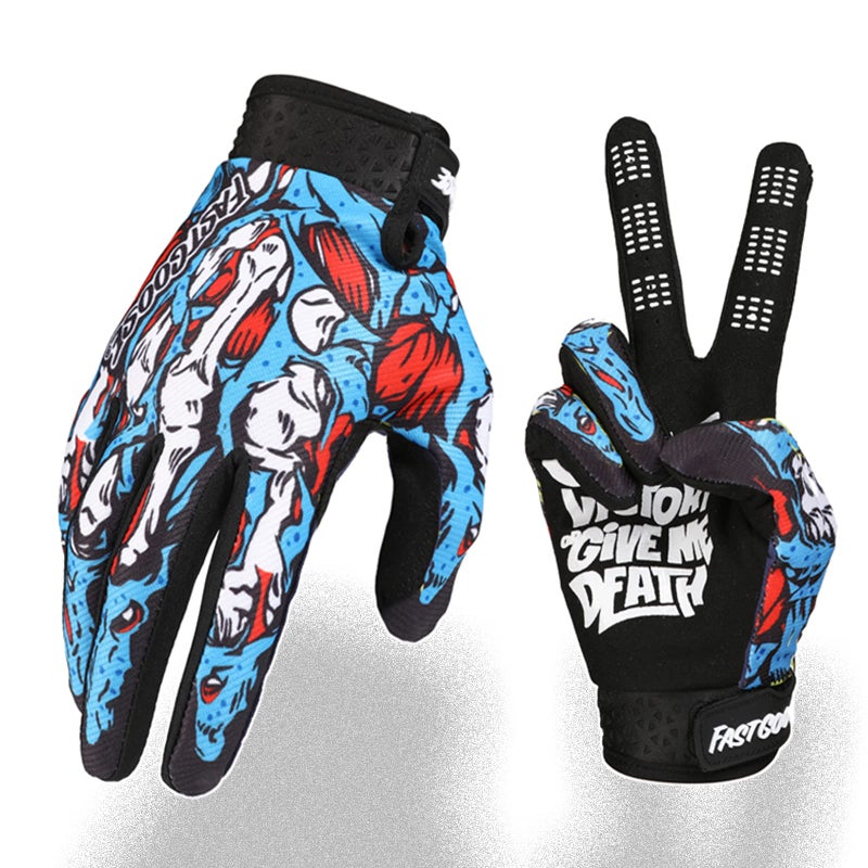 FASTGOOSE Skeleton-Paw Motorcycle Gloves for Men & Women  Men's Cycling Gloves Breathable Biker Gloves for ATV BMX MTB Motocross Racing Dirtbike (Blue0001  Large) - Image 1